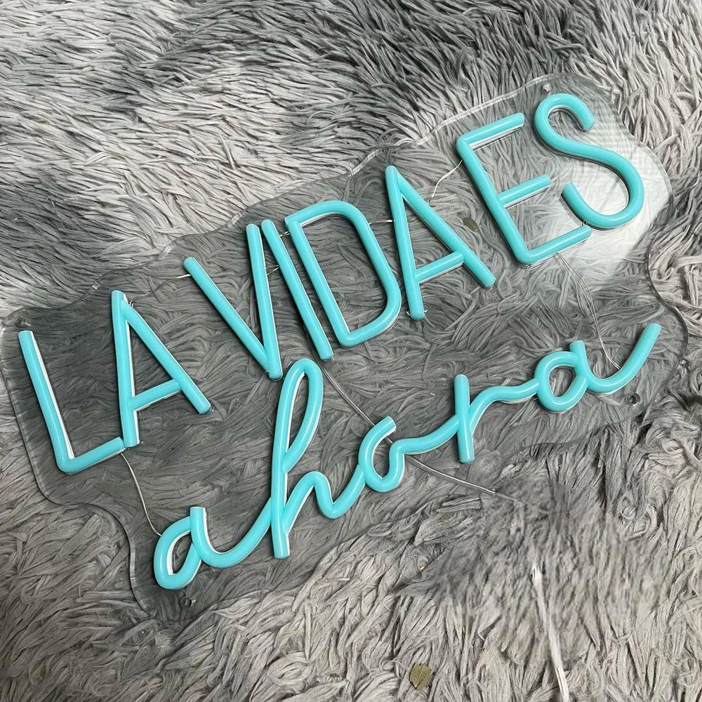 LA VIDA ES AHORA Luminous Neon LED Sign  Personalized Mirror LA VIDAES Ahara  