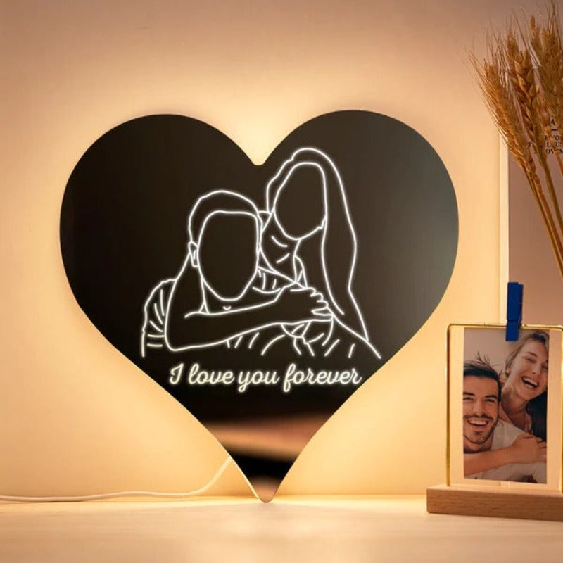 Custom Photo Mirror LED Night Light  Name Mirror Night Light  