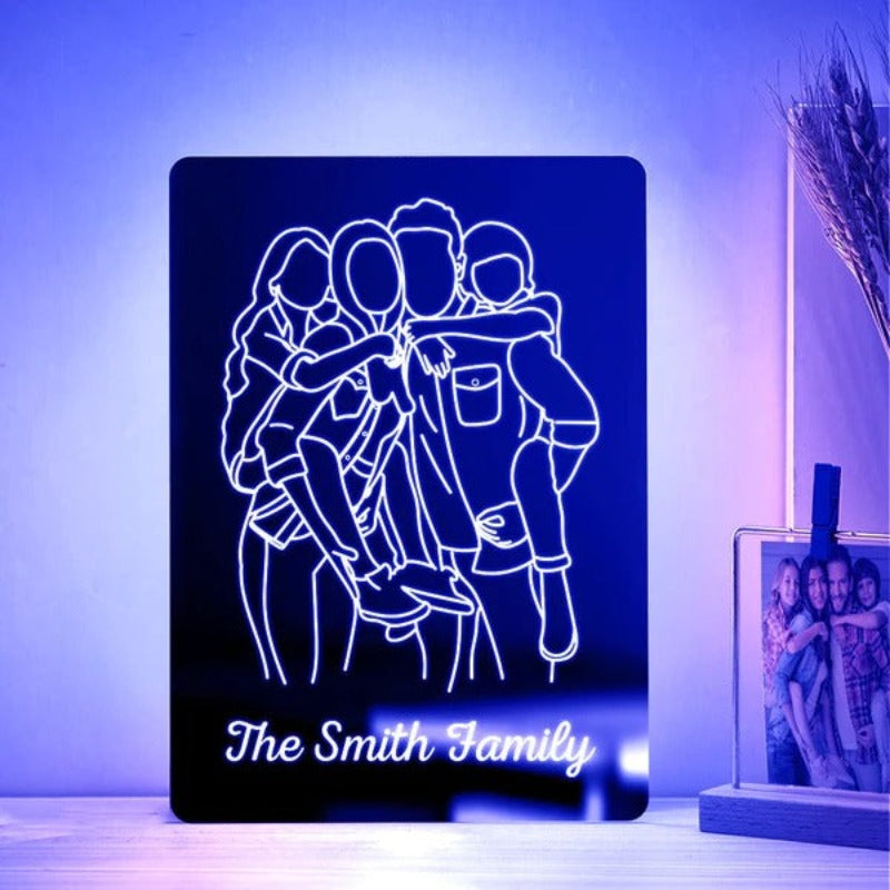 Custom Photo Rectangle Mirror LED Night Light  Name Mirror 7 Colour Night Light  