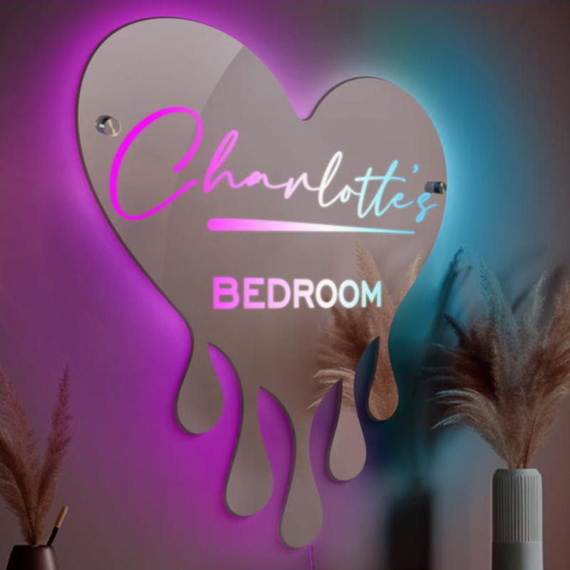 Customized Illuminated Mirror For Couples  Name Mirror   