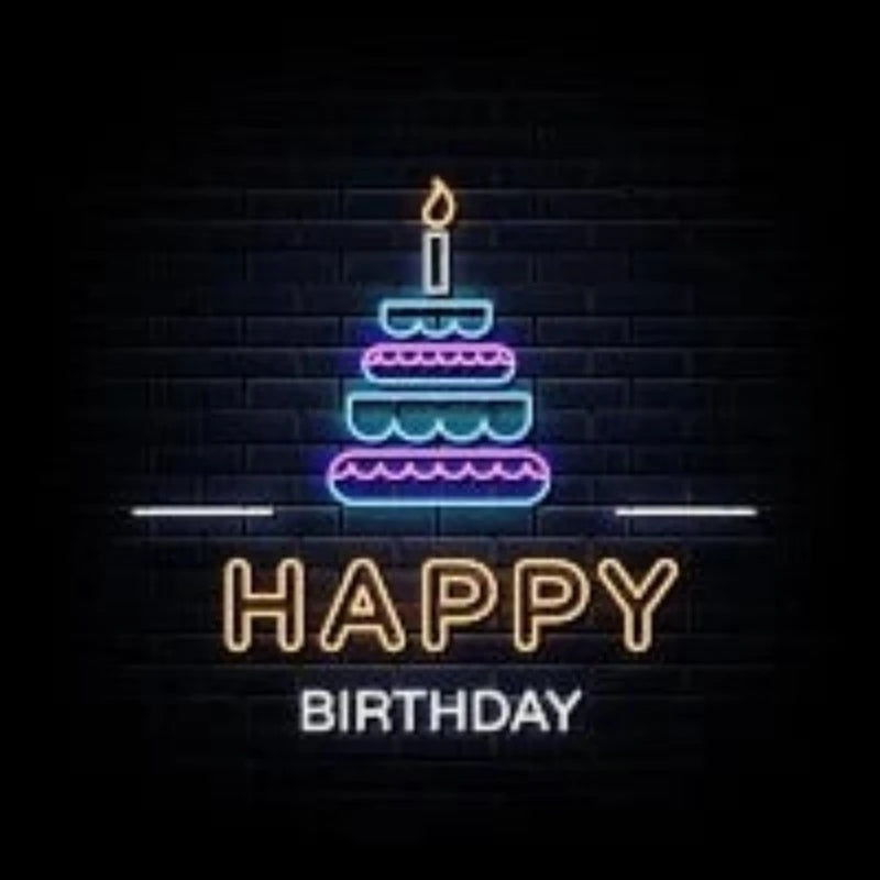 Happy Birthday Cake Decorative Neon Sign  Personalized Mirror S  