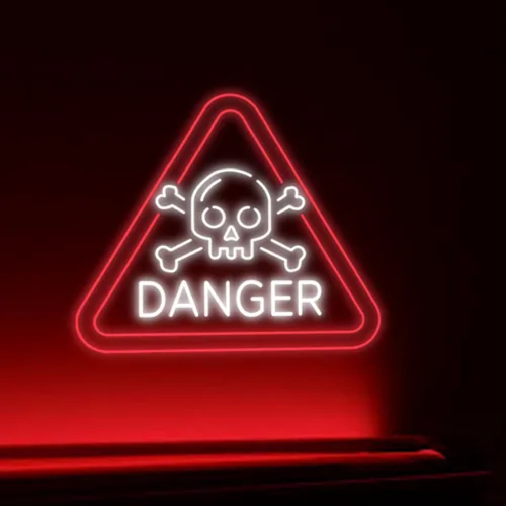 Danger Warning Neon Sign  Personalized Mirror S  