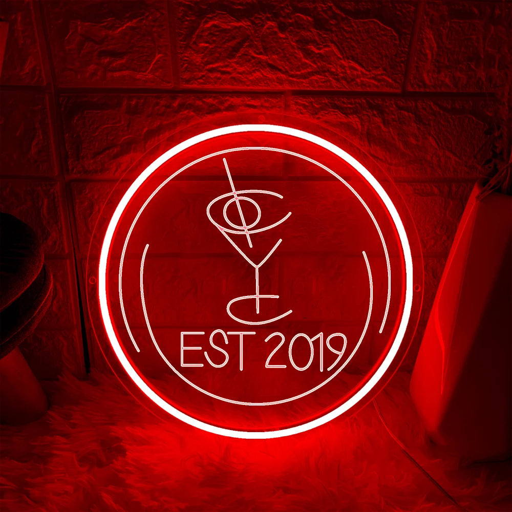 EST 2019 Neon Sign  Personalized Mirror Red 30x30cm 