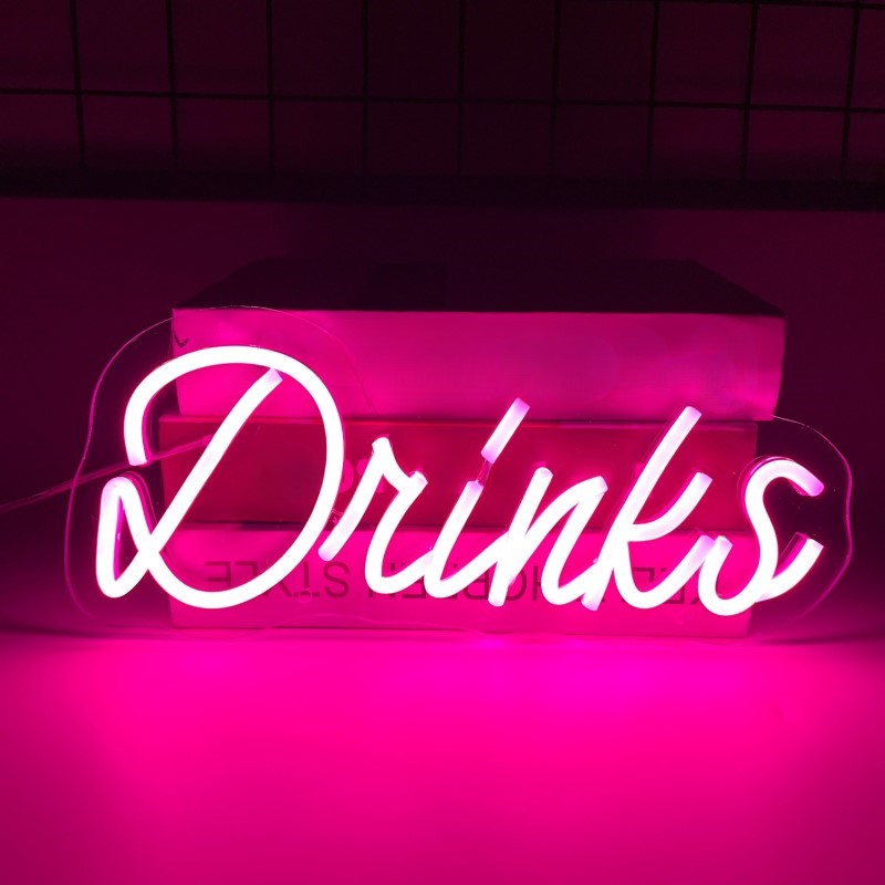 Elegant Neon Script Beverage Sign  Personalized Mirror   