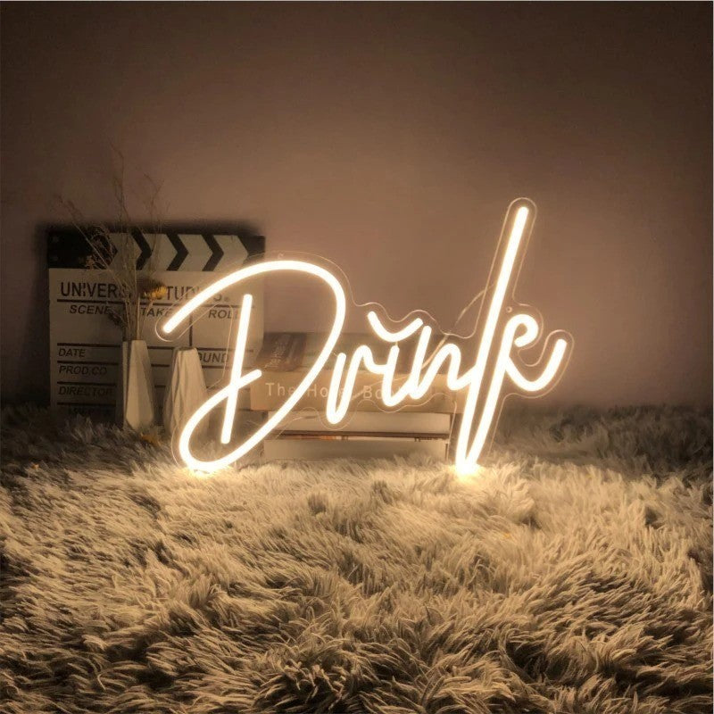 Elegant Neon Script Beverage Sign  Personalized Mirror   