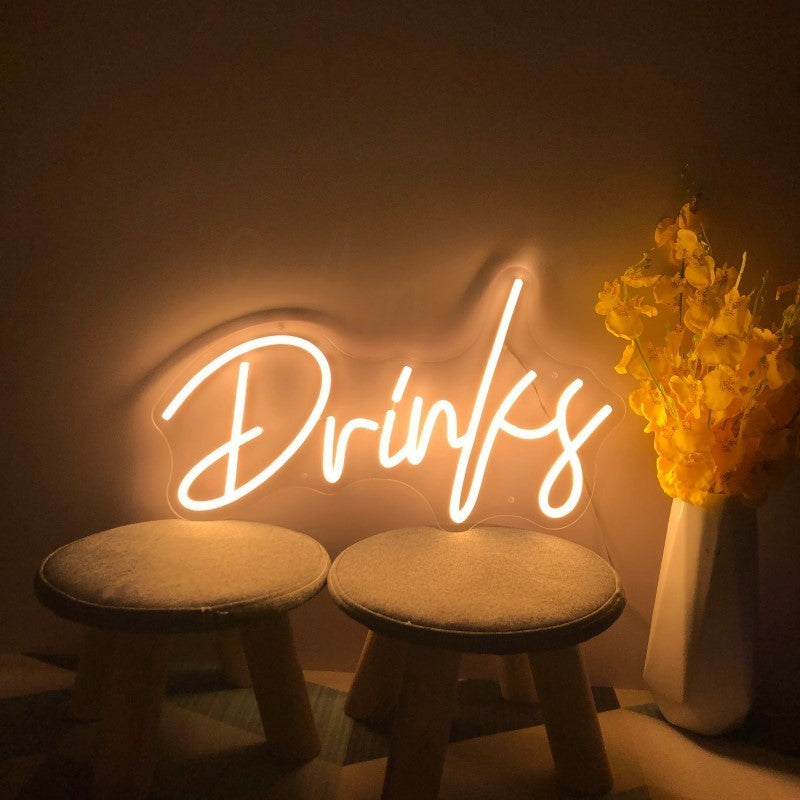 Elegant Neon Script Beverage Sign  Personalized Mirror   