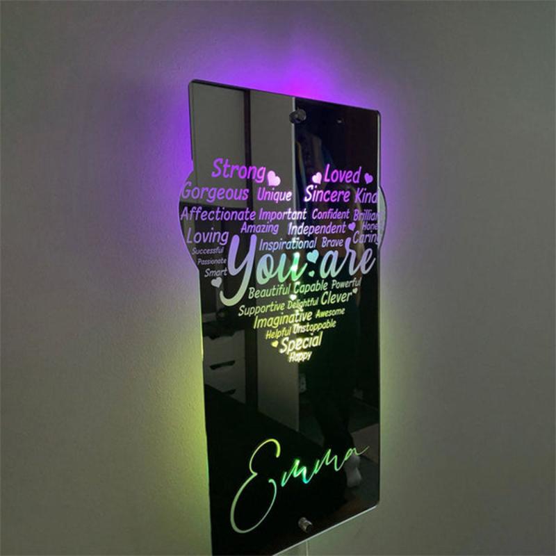 Engraved Affirmation Mirror Lamp Special Gift  Name Mirror   