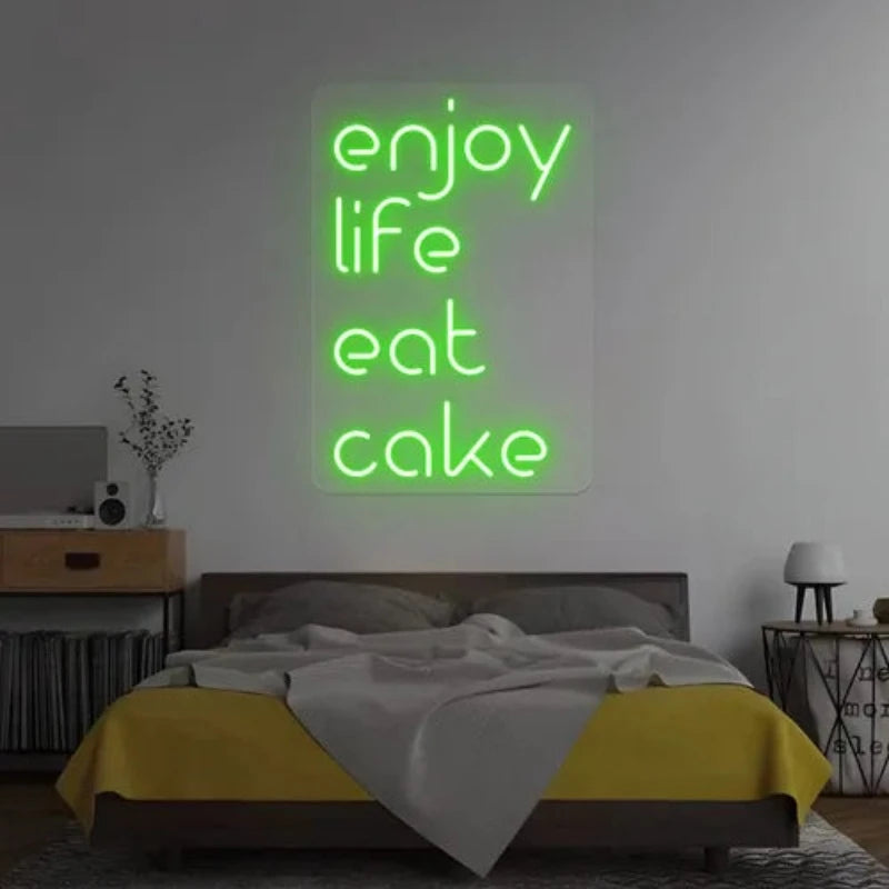 Enjoy Life Eat Cake Neon Sign  Personalized Mirror S  