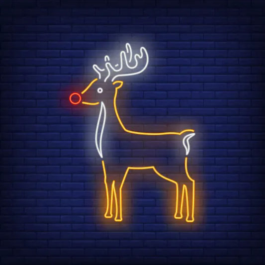 Festive Reindeer Neon Sign  Personalized Mirror S  