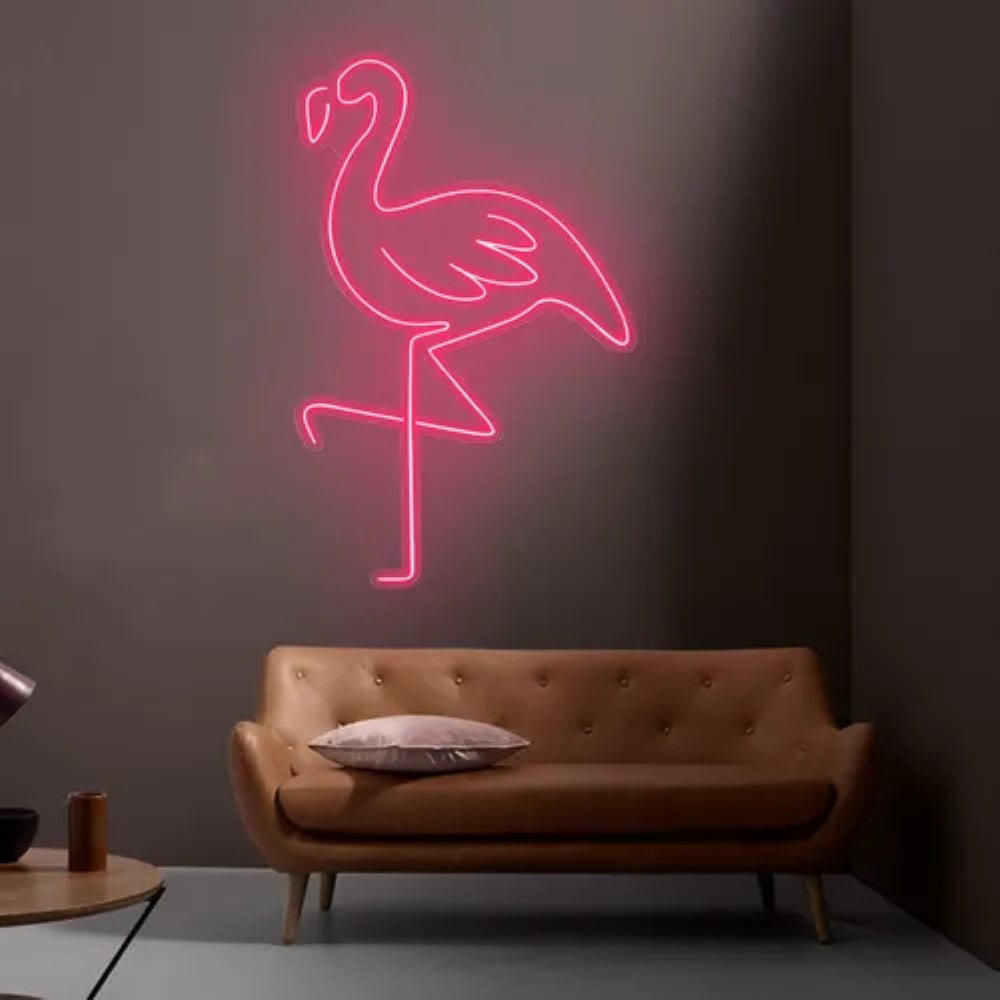 Flamingo Neon Glow Light  Personalized Mirror S  