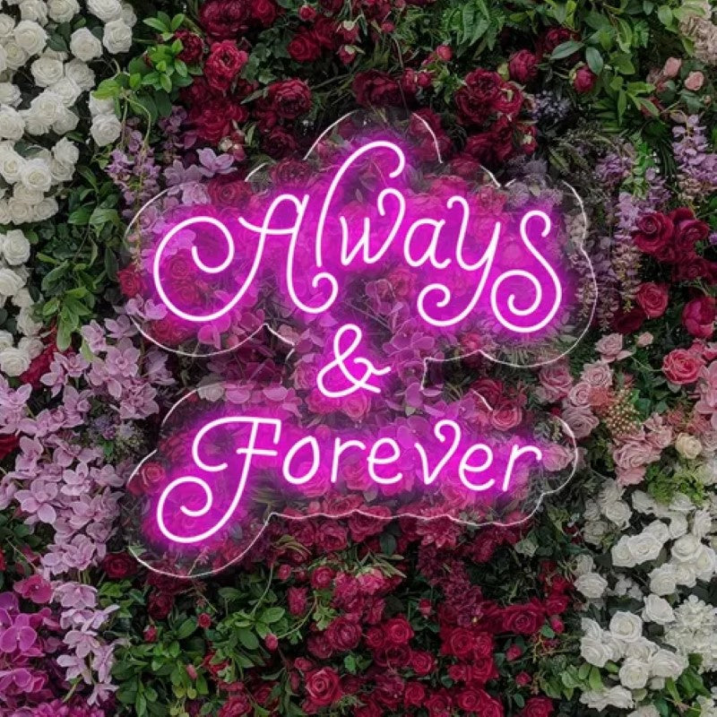 Always And Forever Frame Neon Sign  Personalized Mirror S  