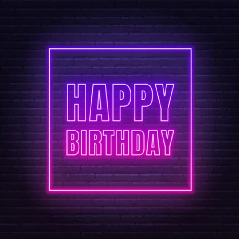 Framed Happy Birthday Neon Sign  Personalized Mirror S  