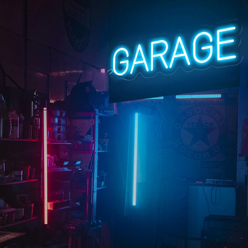 Garage Neon Sign LED Lights  Personalized Mirror   