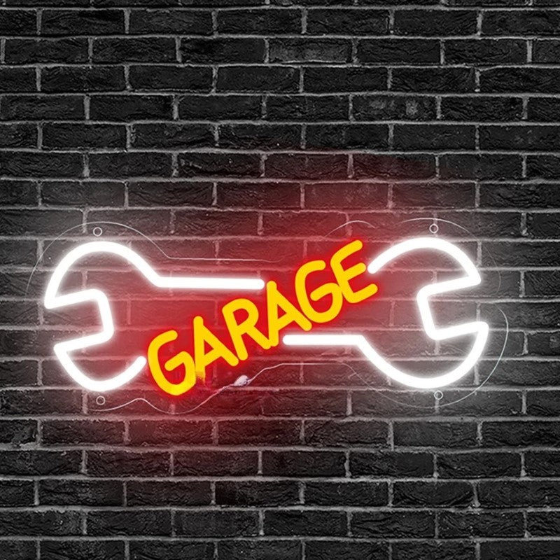 Garage Neon Led Sign  Personalized Mirror Orange  