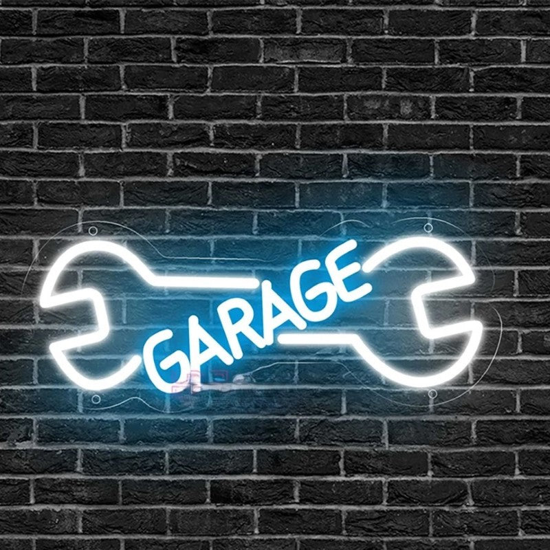 Garage Neon Led Sign  Personalized Mirror Blue  