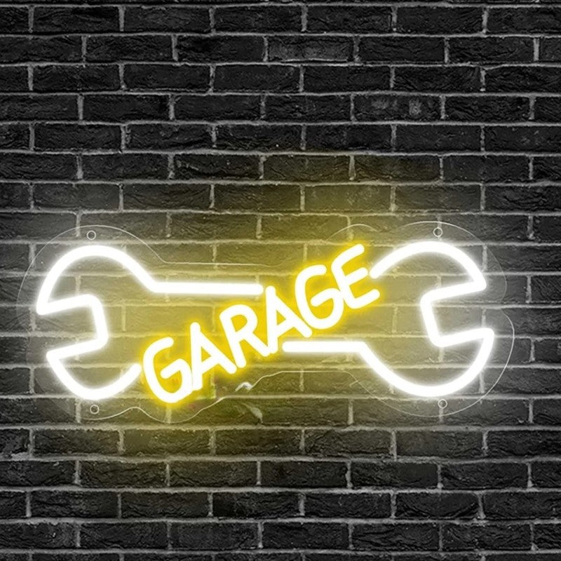 Garage Neon Led Sign  Personalized Mirror Yellow  