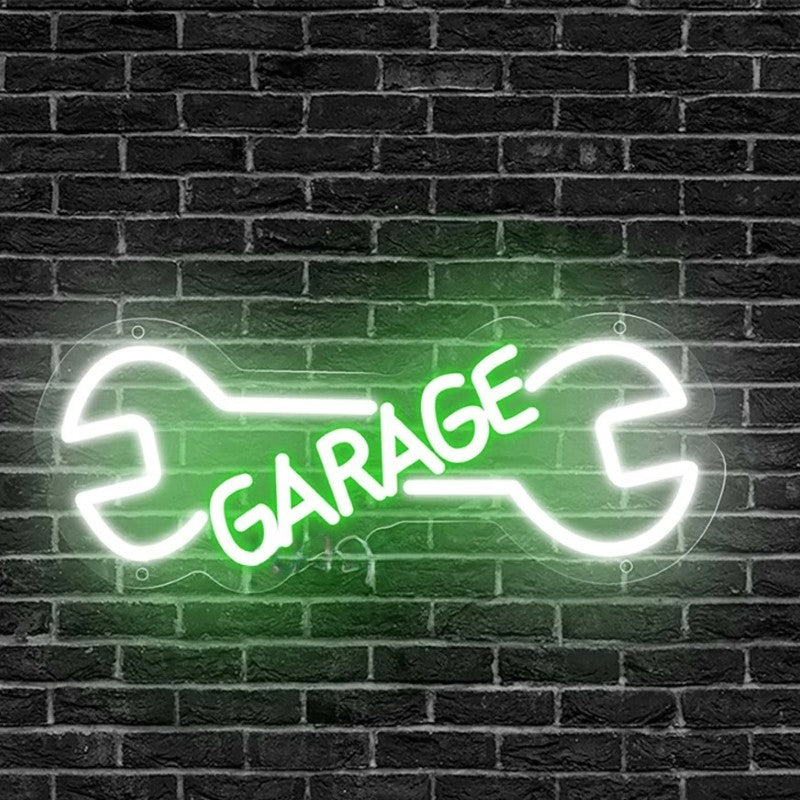 Garage Neon Led Sign  Personalized Mirror Green  