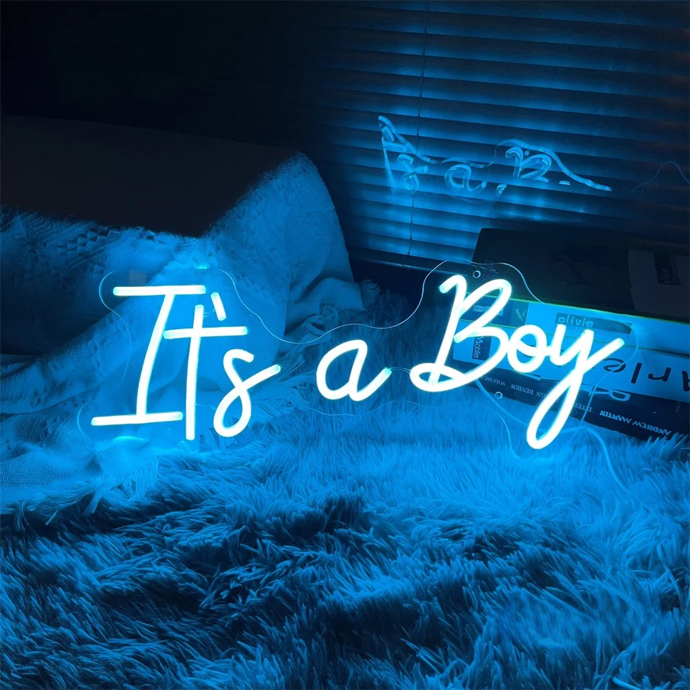 Gender Reveal Party Decoration Neon Sign  Personalized Mirror Its a Boy  