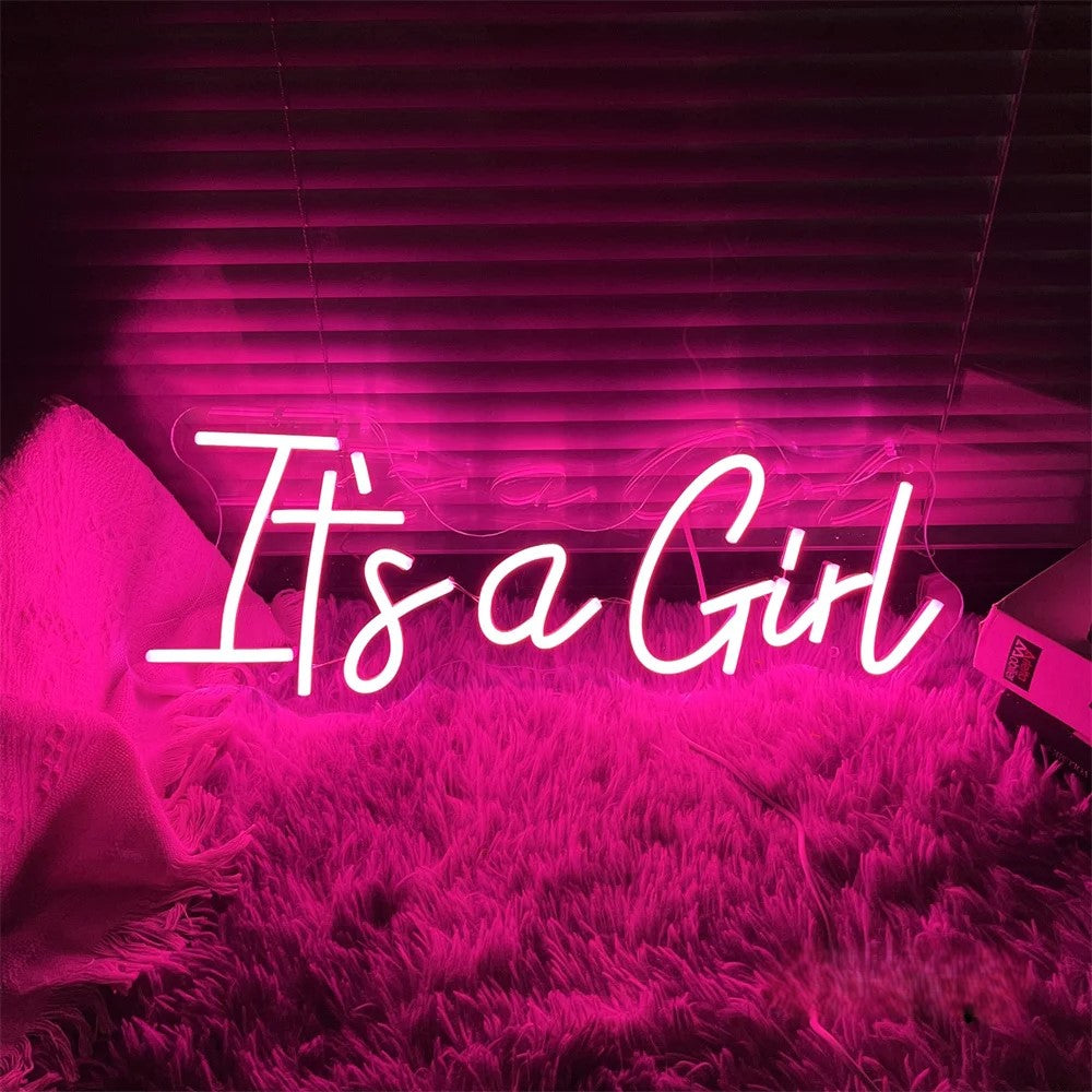 Gender Reveal Party Decoration Neon Sign  Personalized Mirror Its a Girl  