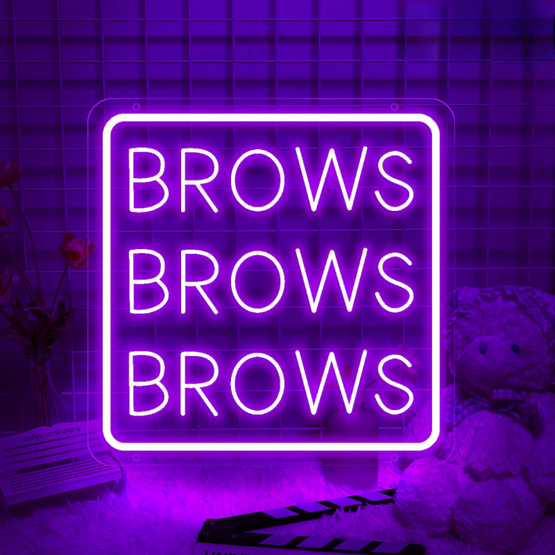 Gleaming Neon Brows Sign  Personalized Mirror Purple 30x30 CM 