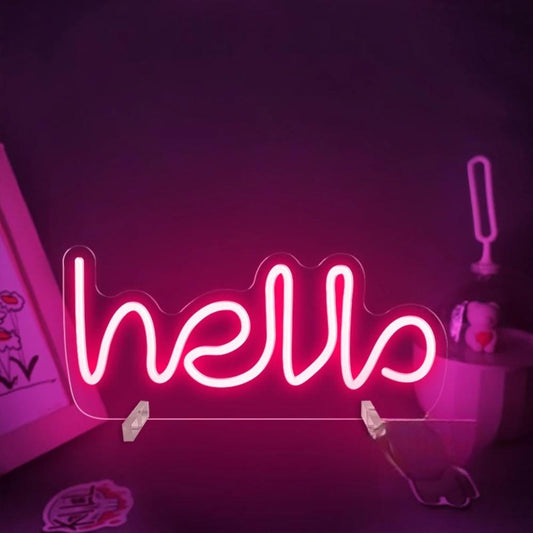 Glowing Neon Hello Sign For Night Ambiance  Personalized Mirror   