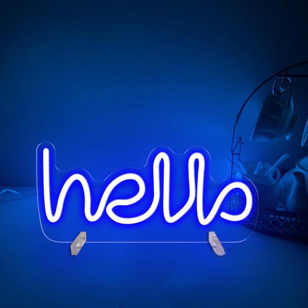 Glowing Neon Hello Sign For Night Ambiance  Personalized Mirror   