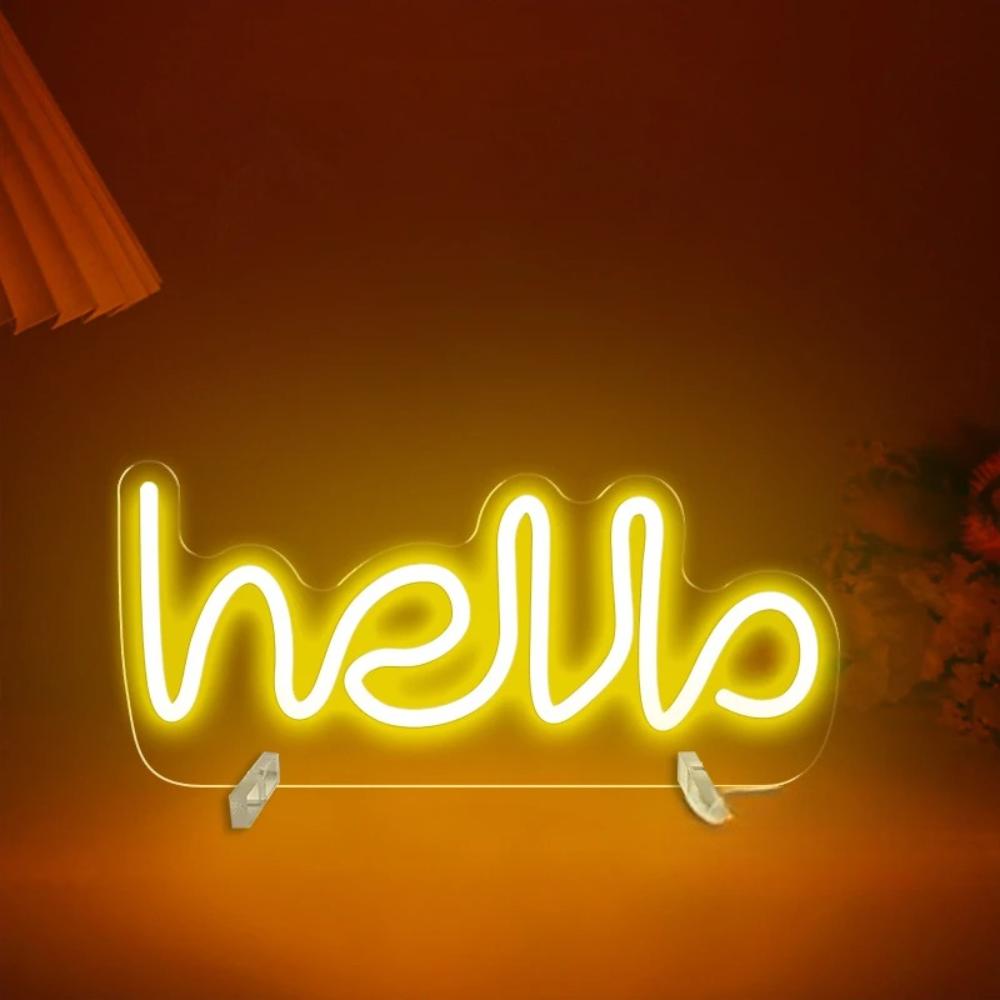 Glowing Neon Hello Sign For Night Ambiance  Personalized Mirror   