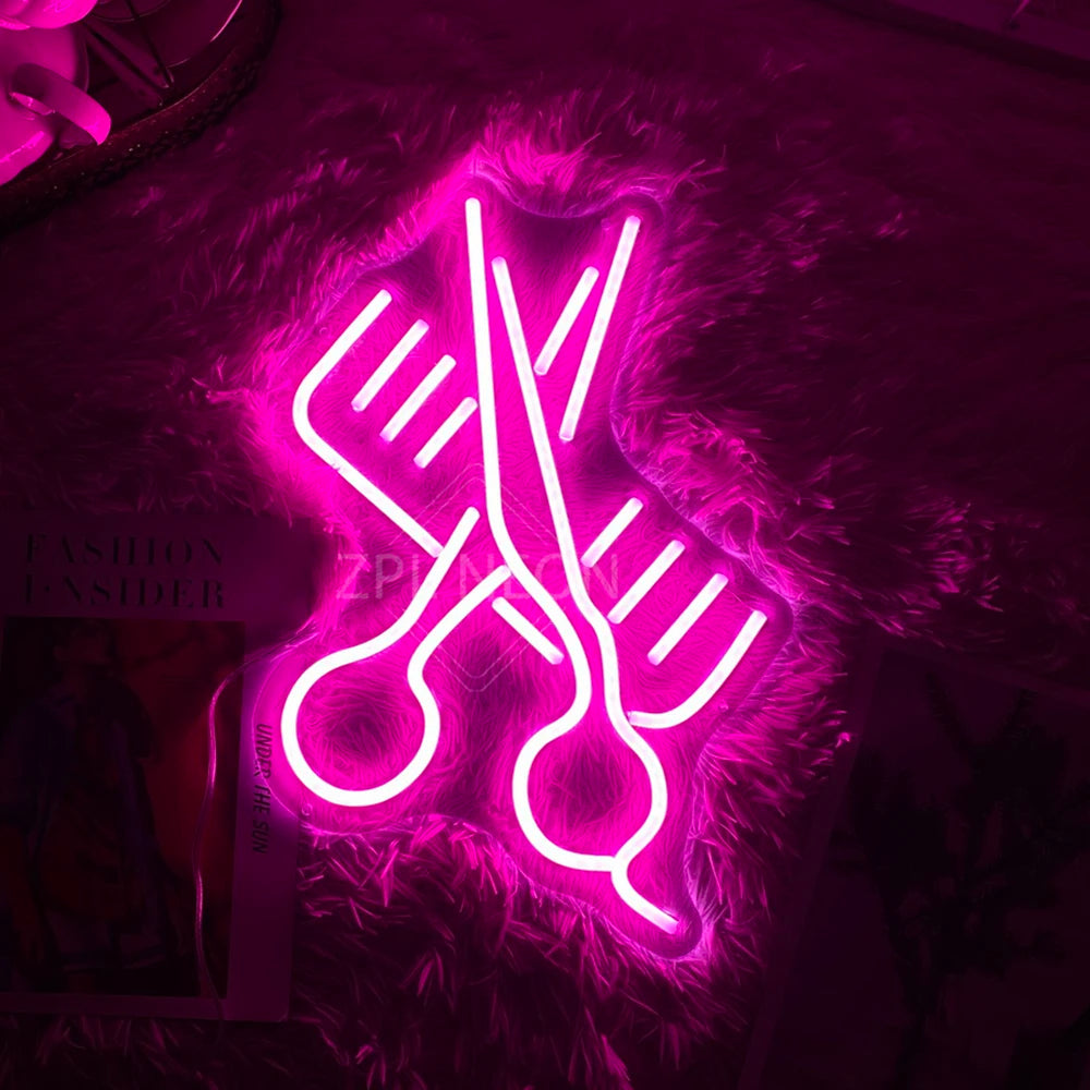 Shop Scissor Neon Sign  Personalized Mirror Pink  