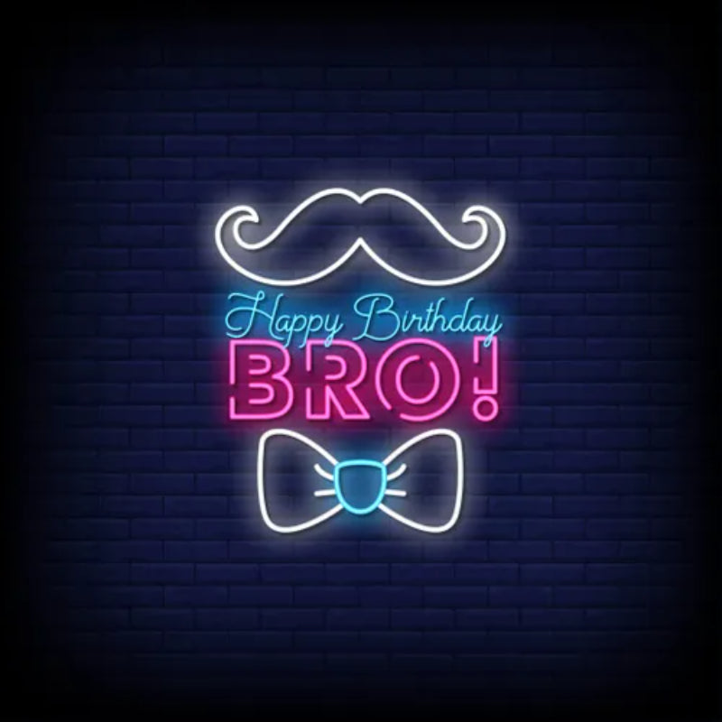 Happy Birthday Bro LED Neon Sign  Personalized Mirror S  