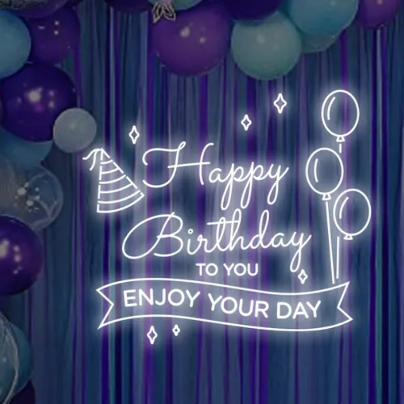 Happy Birthday Celebrate Your Day Neon Sign  Personalized Mirror S  