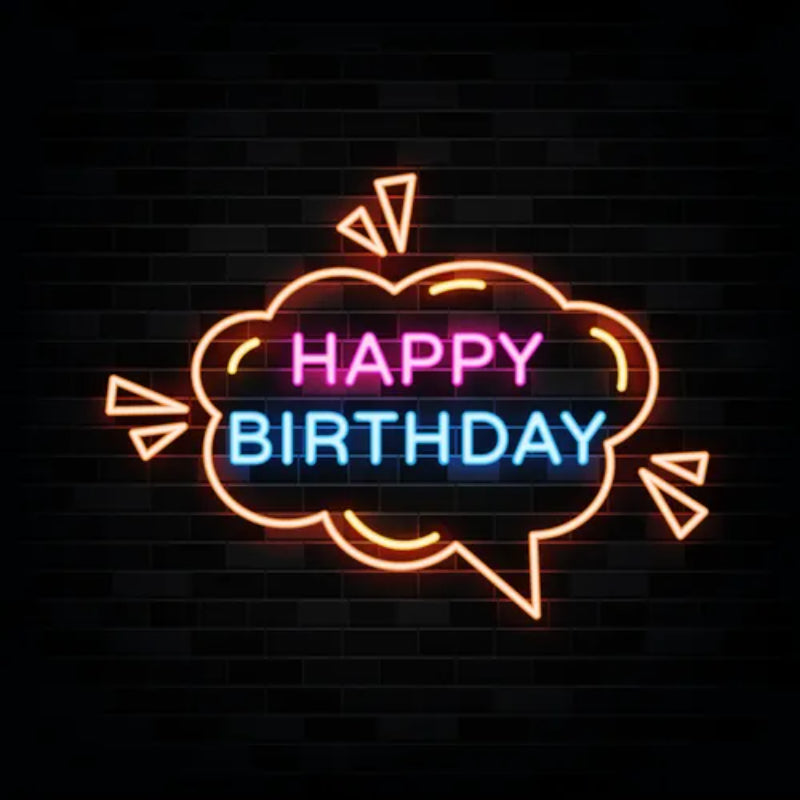 Happy Birthday Thought Bubble Neon Sign  Personalized Mirror S  