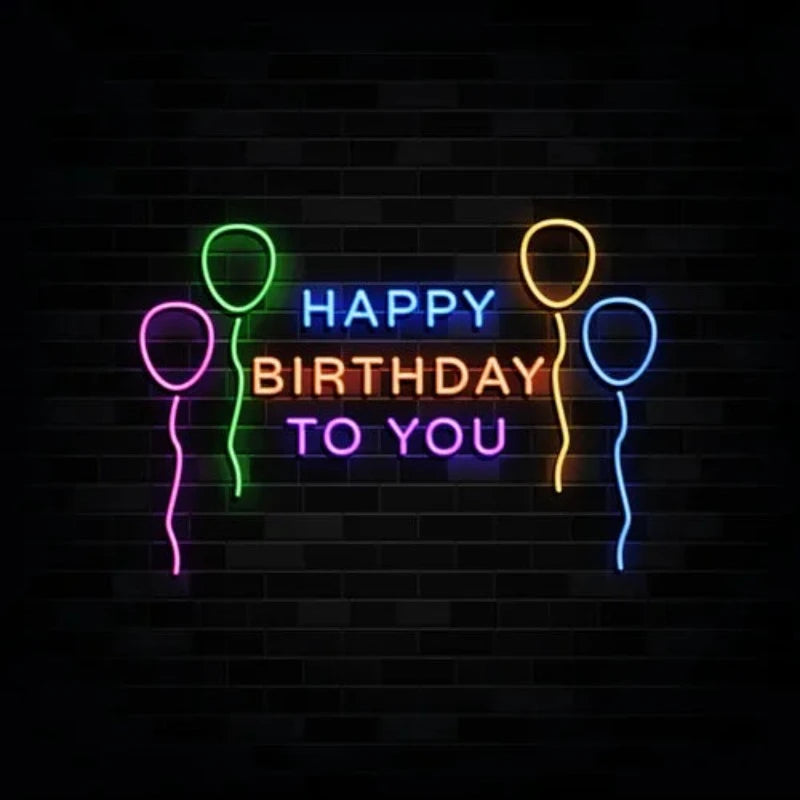 Happy Birthday To You With Balloons Neon Sign  Personalized Mirror S  