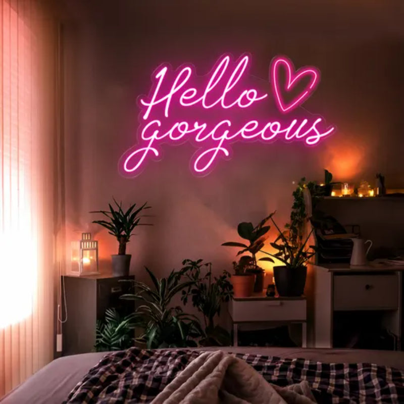 Hello Gorgeous LED Neon Sign  Personalized Mirror S  