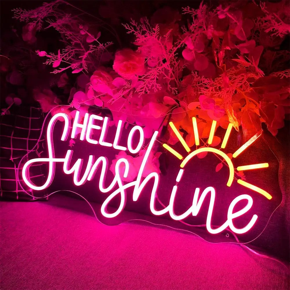 Hello Sunshine Neon Led Sign  Personalized Mirror   