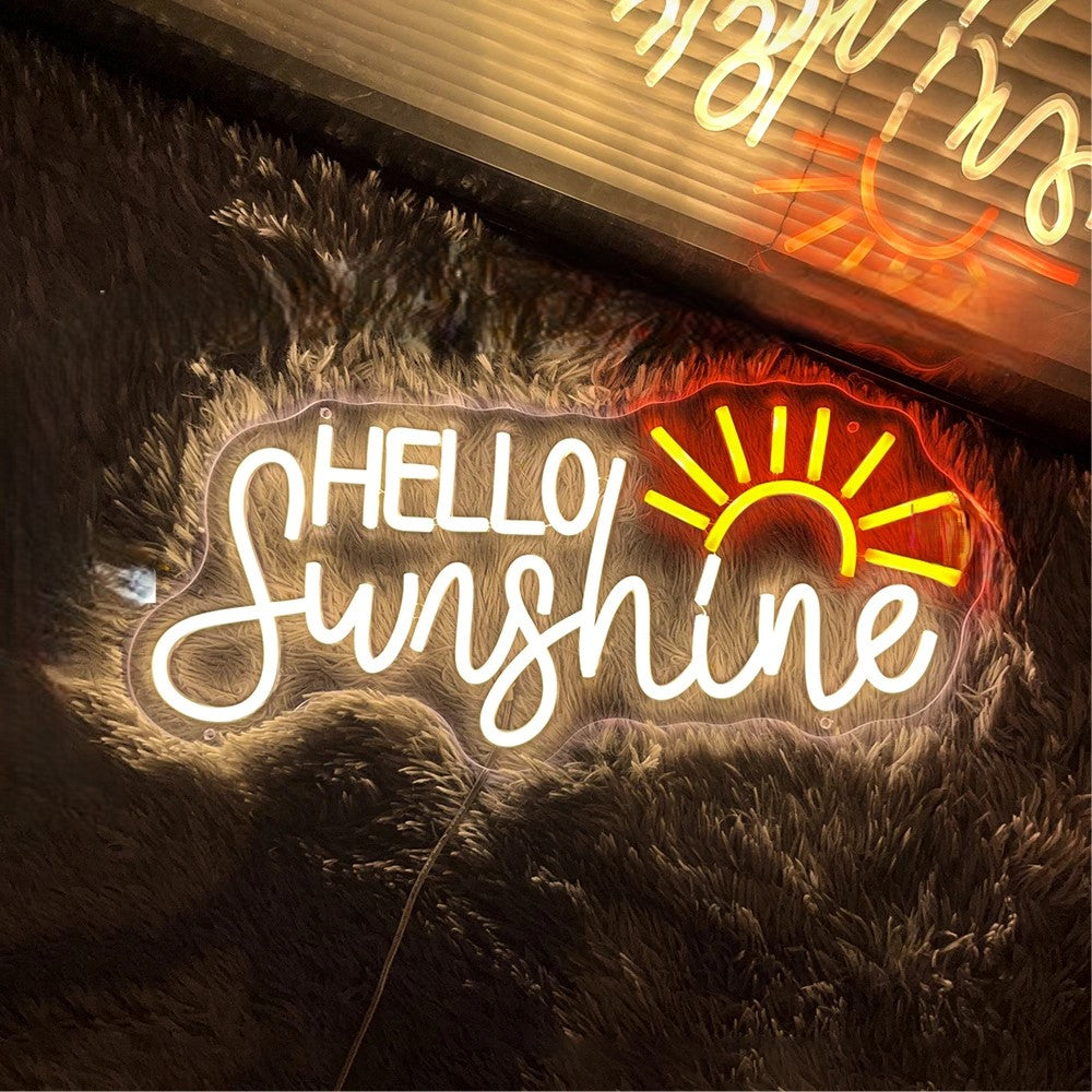 Hello Sunshine Neon Led Sign  Personalized Mirror Yellow  