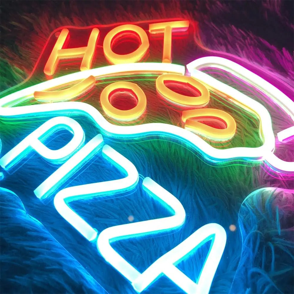 Hot Pizza Led Neon Sign  Personalized Mirror   