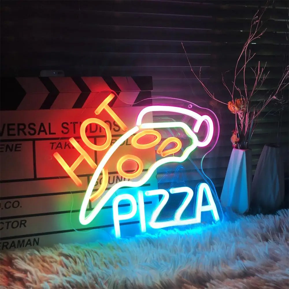 Hot Pizza Led Neon Sign  Personalized Mirror   