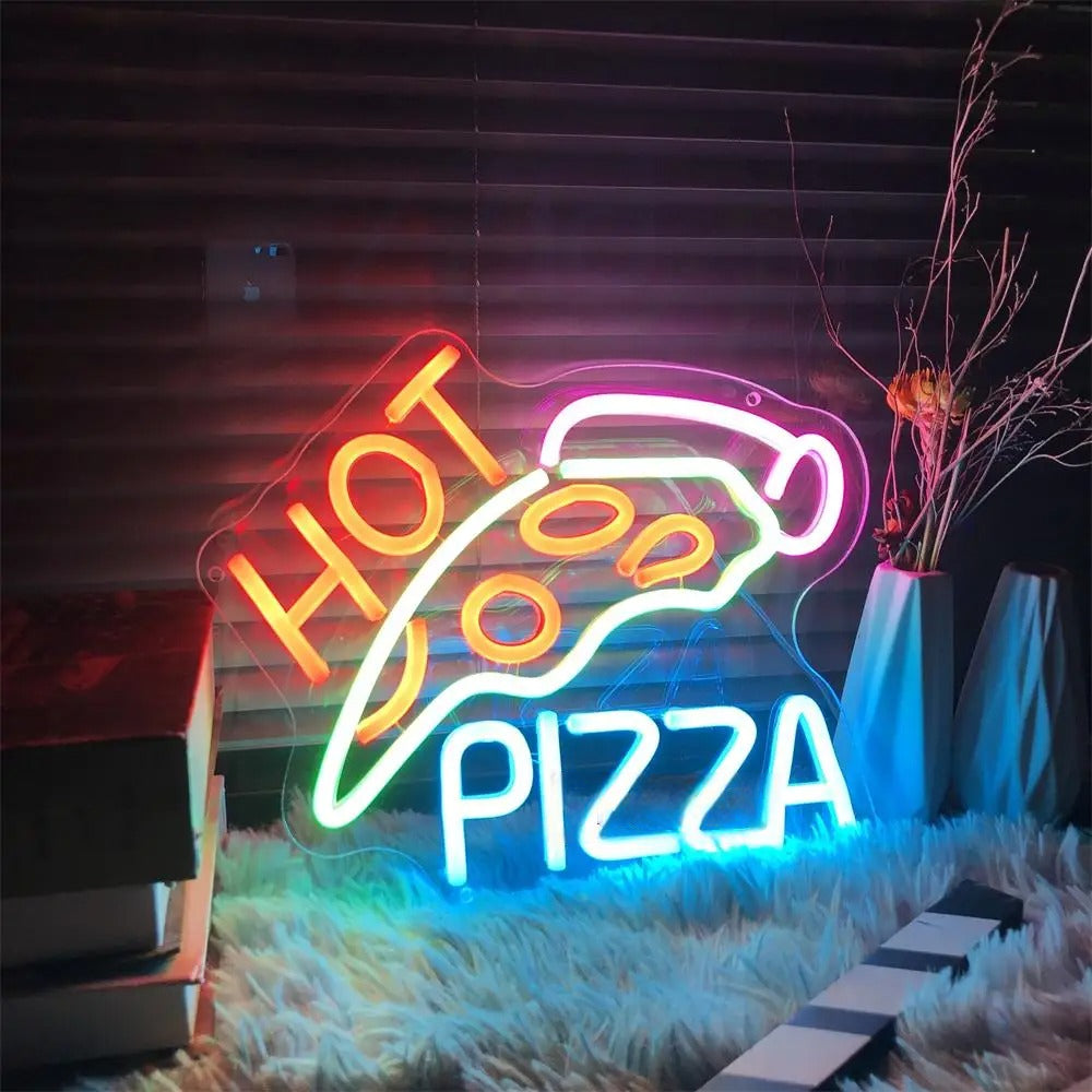 Hot Pizza Led Neon Sign  Personalized Mirror   