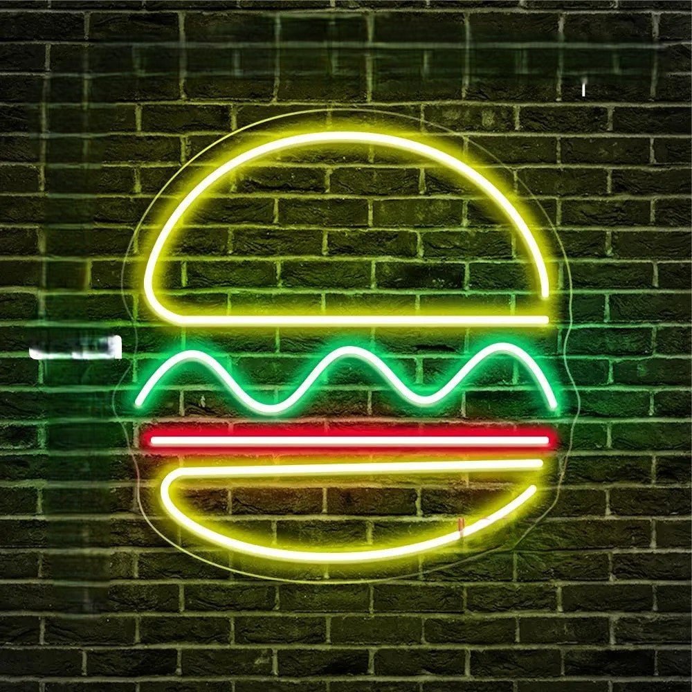 Hot Pizza Neon Sign Led Lights  Personalized Mirror Burger  