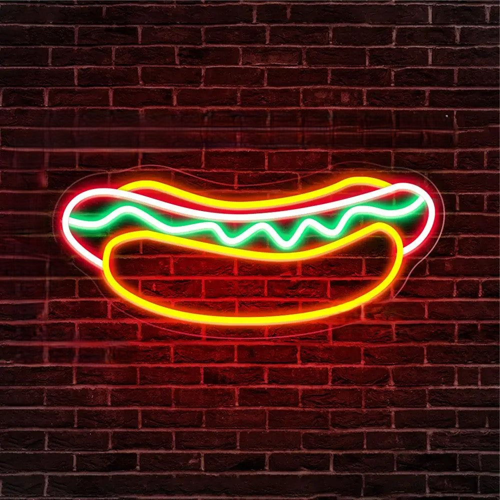 Hot Pizza Neon Sign Led Lights  Personalized Mirror Hot Dog  