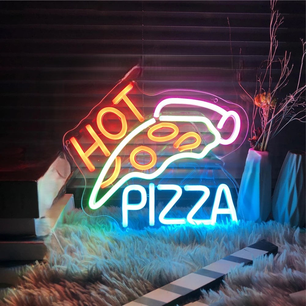 Hot Pizza Neon Sign Led Lights  Personalized Mirror Hot Pizza  