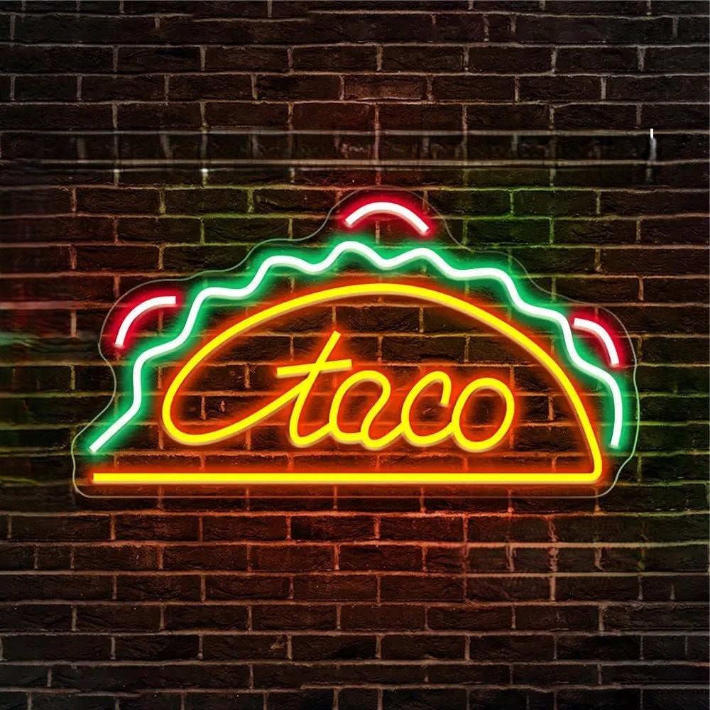 Hot Pizza Neon Sign Led Lights  Personalized Mirror Taco  