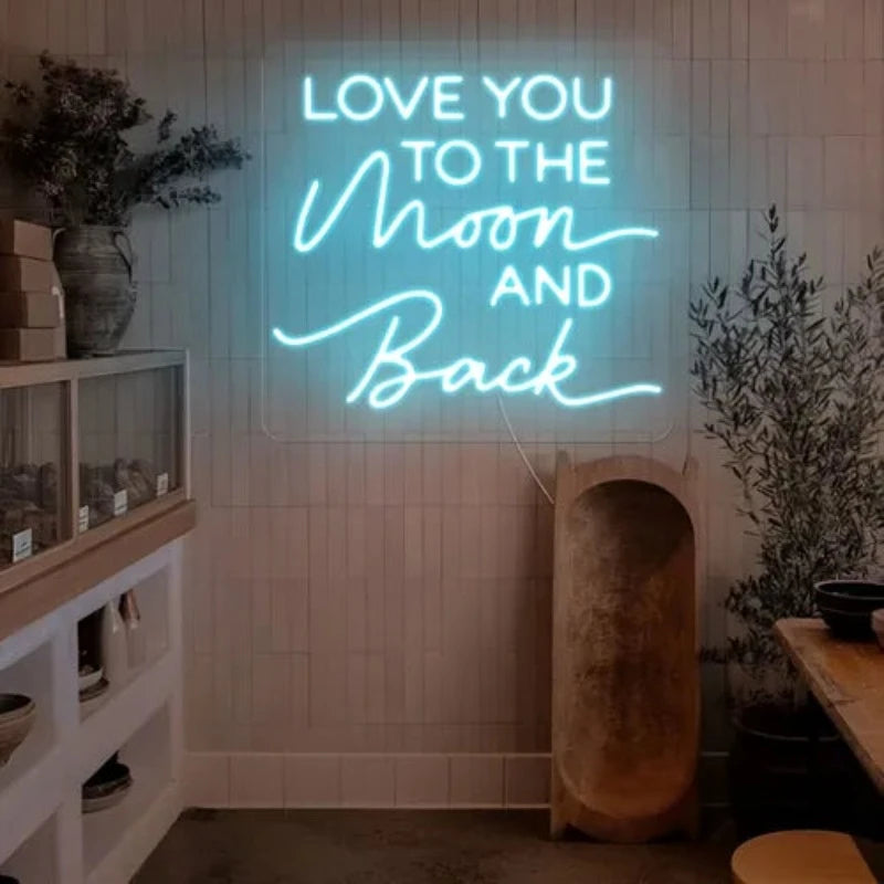 I Love You To The Moon And Back Neon Sign  Personalized Mirror S  