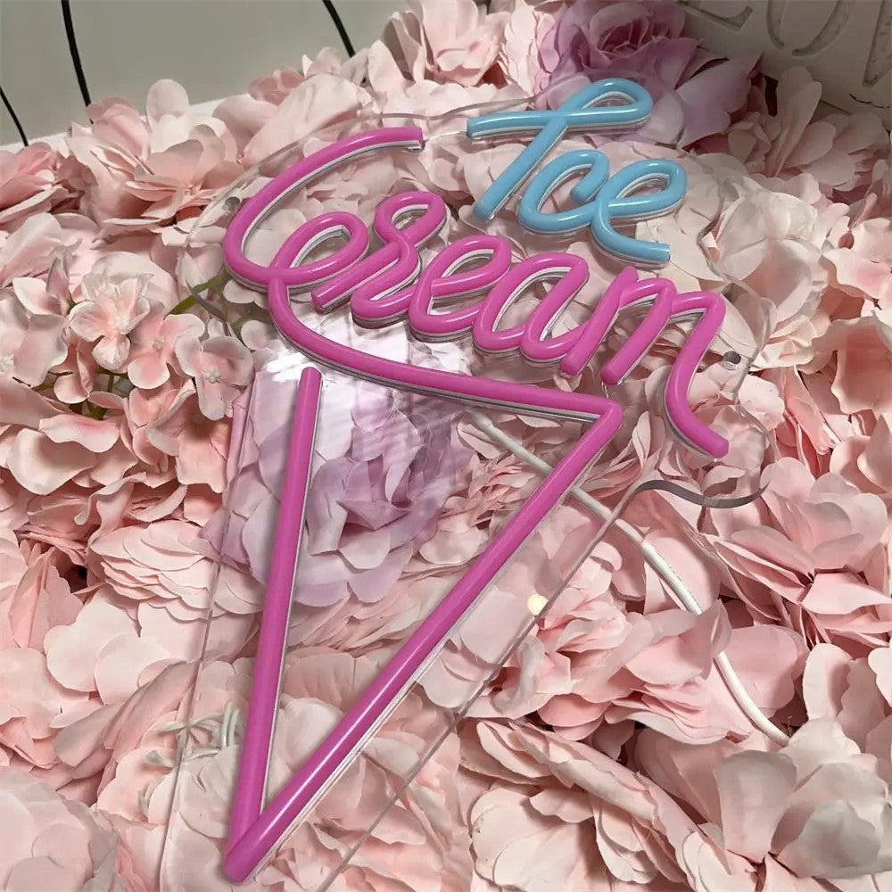 Ice Cream LED Neon Sign  Personalized Mirror   