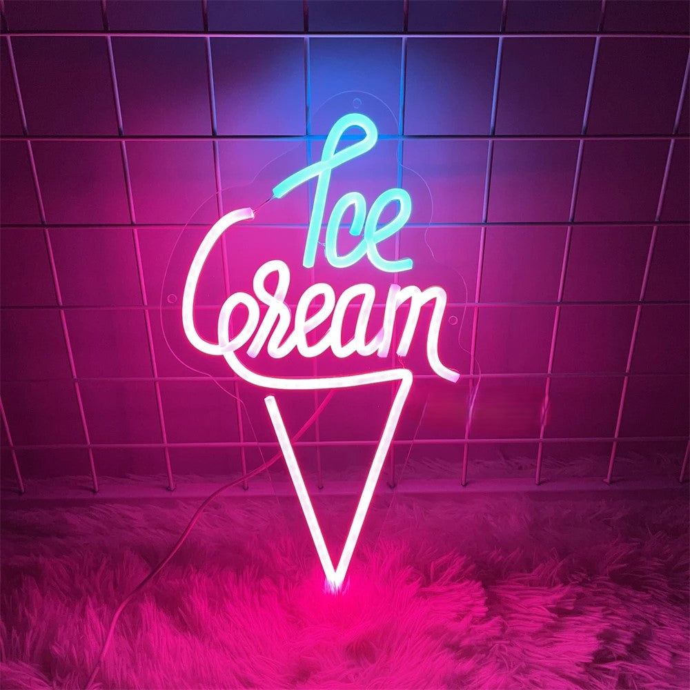 Ice Cream LED Neon Sign  Personalized Mirror   