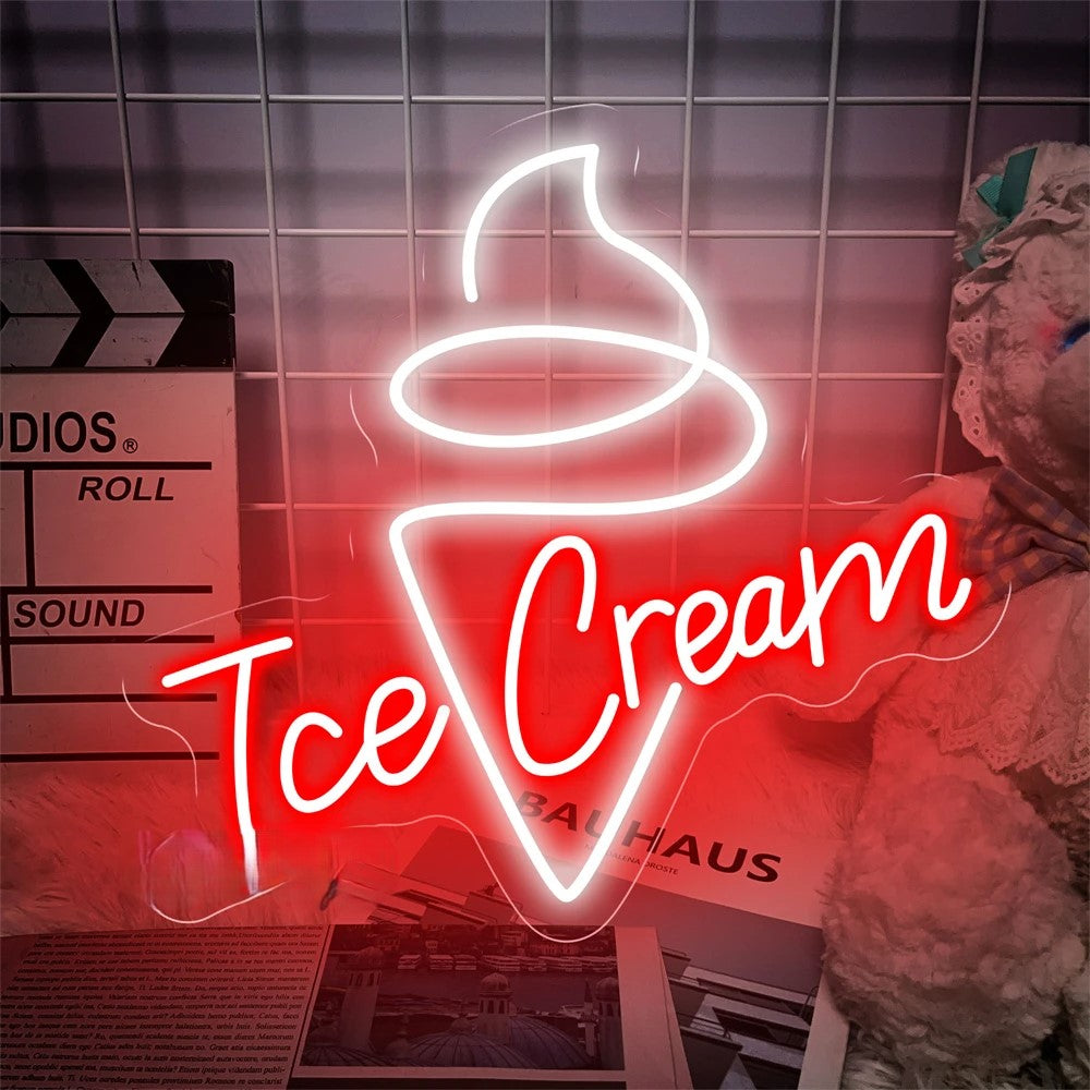 Ice Cream Neon Signs Led Lights  Personalized Mirror Red  