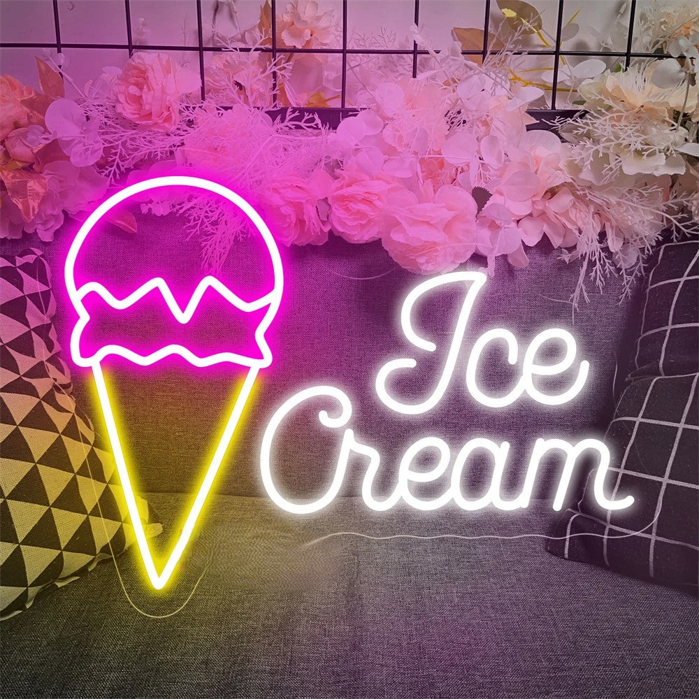 Ice Cream Shop Neon Led Sign Personalized Mirror