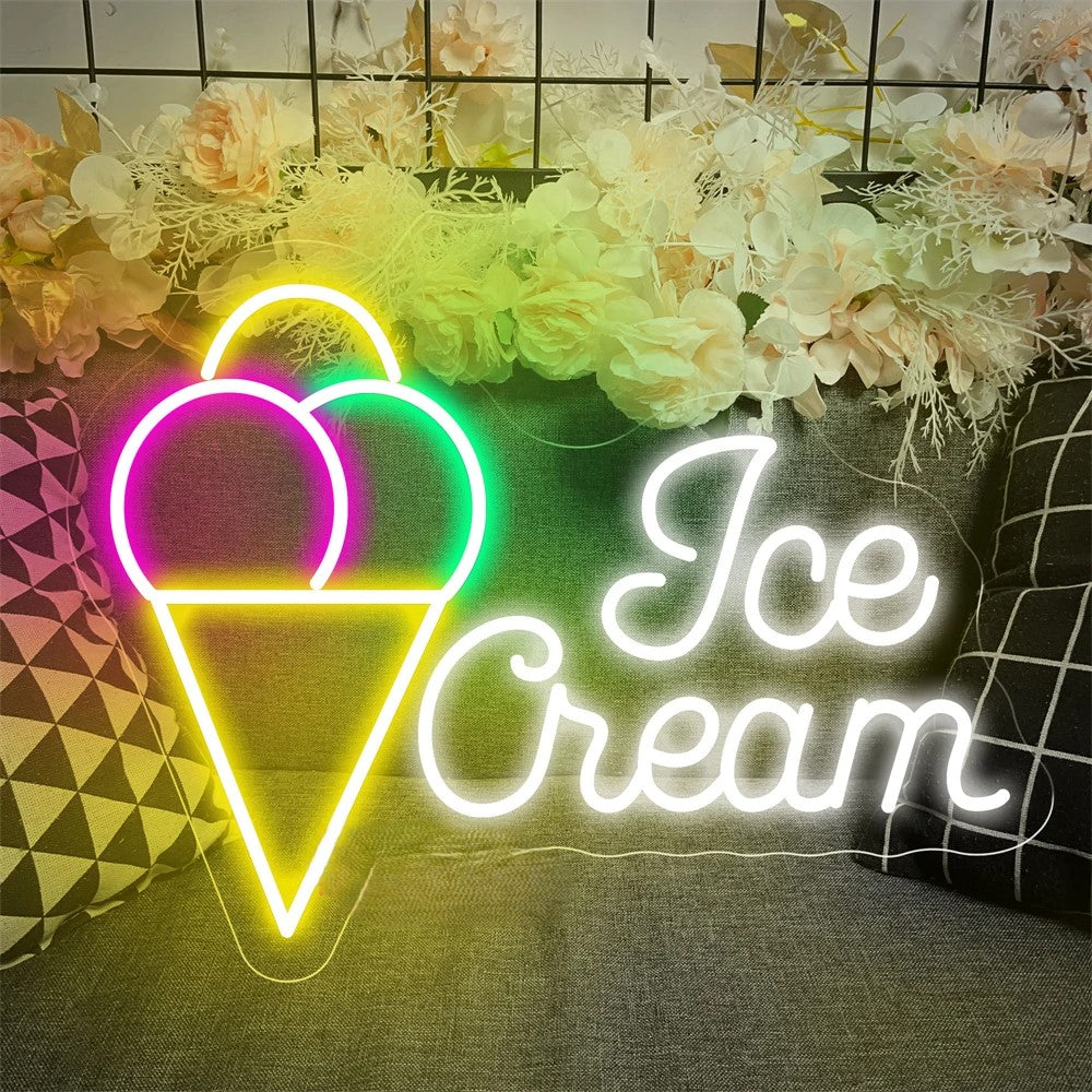 Ice Cream Shop Neon Led Sign Personalized Mirror