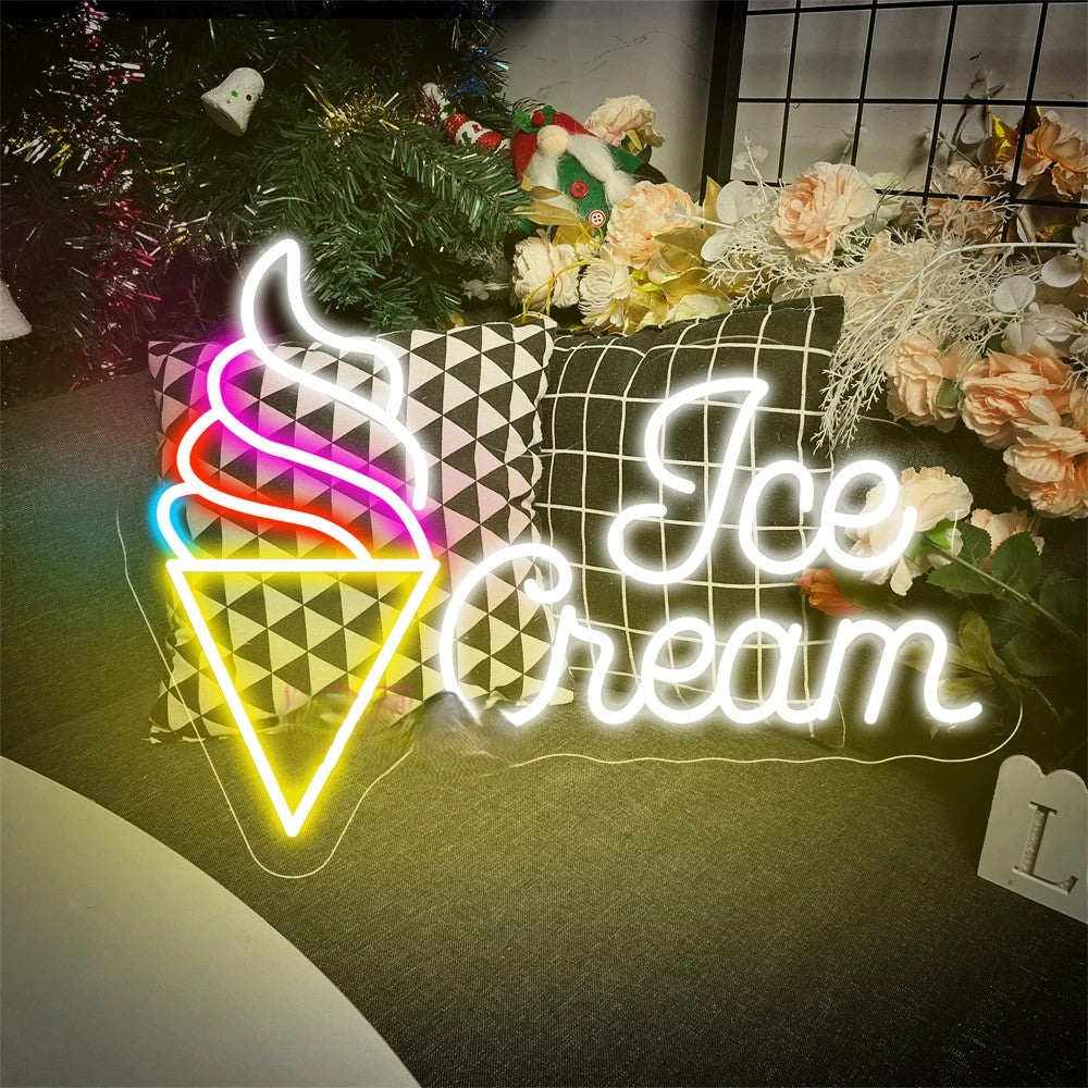 Ice Cream Shop Neon Led Sign Personalized Mirror