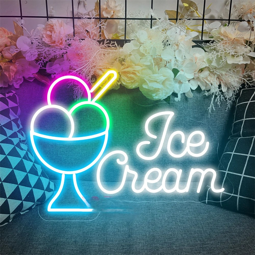 Ice Cream Shop Neon Led Sign Personalized Mirror